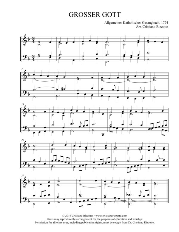 GROSSER GOTT Hymn Reharmonization – Cristiano Rizzotto