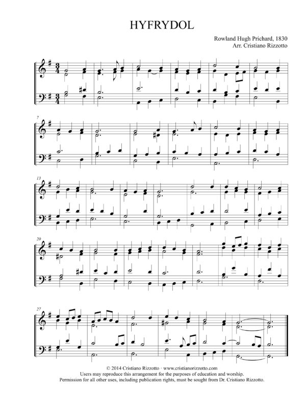 HYFRYDOL Hymn Reharmonization in G – Cristiano Rizzotto