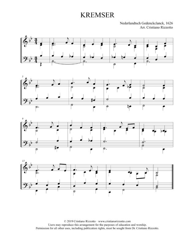 KREMSER Hymn Reharmonization in B-Flat, Arrangement by Dr. Cristiano Rizzotto