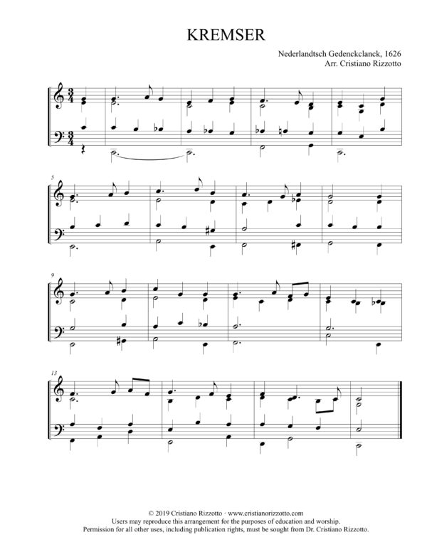 KREMSER Hymn Reharmonization, Arrangement by Dr. Cristiano Rizzotto