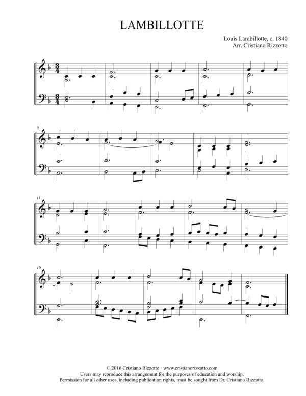 LAMBILLOTTE Hymn Reharmonization – Cristiano Rizzotto