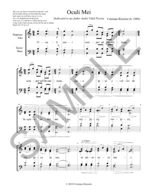 Cristiano Rizzotto – Oculi Mei (Choir A Cappella or Accompanied)
