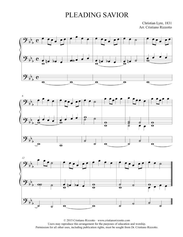 PLEADING SAVIOR Hymn Reharmonization in E-Flat – Cristiano Rizzotto