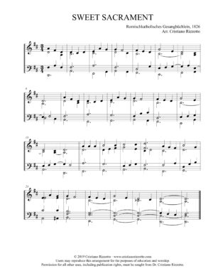 SWEET SACRAMENT Hymn Reharmonization, Arrangement by Dr. Cristiano Rizzotto