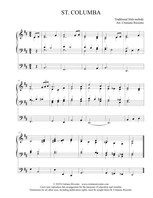 ST. COLUMBA Hymn Reharmonization, Arrangement by Dr. Cristiano Rizzotto (Dr. Kris Rizzotto)