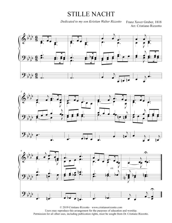 STILLE NACHT Hymn Reharmonization, Arrangement by Dr. Cristiano Rizzotto (Dr. Kris Rizzotto)