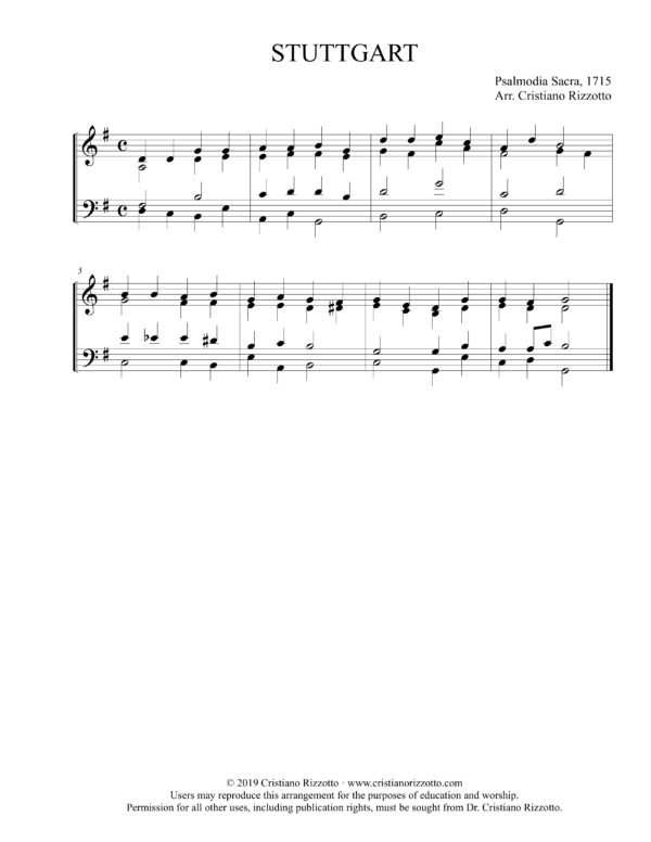 STUTTGART Hymn Reharmonization, Arrangement by Dr. Cristiano Rizzotto (Dr. Kris Rizzotto)