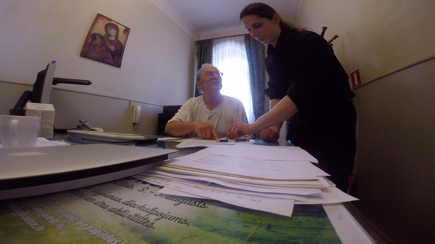 Kris Rizzotto interview with Aivars Kalējs at his church in Rīga Kris Rizzotto interview with Aivars Kalējs at his church in Rīga