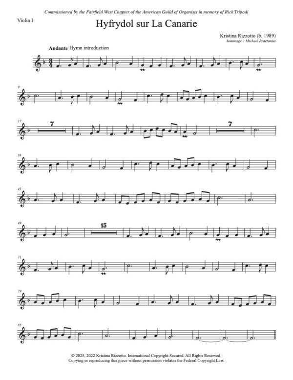 Hyfrydol sur La Canarie for Strings and Organ - Image 2